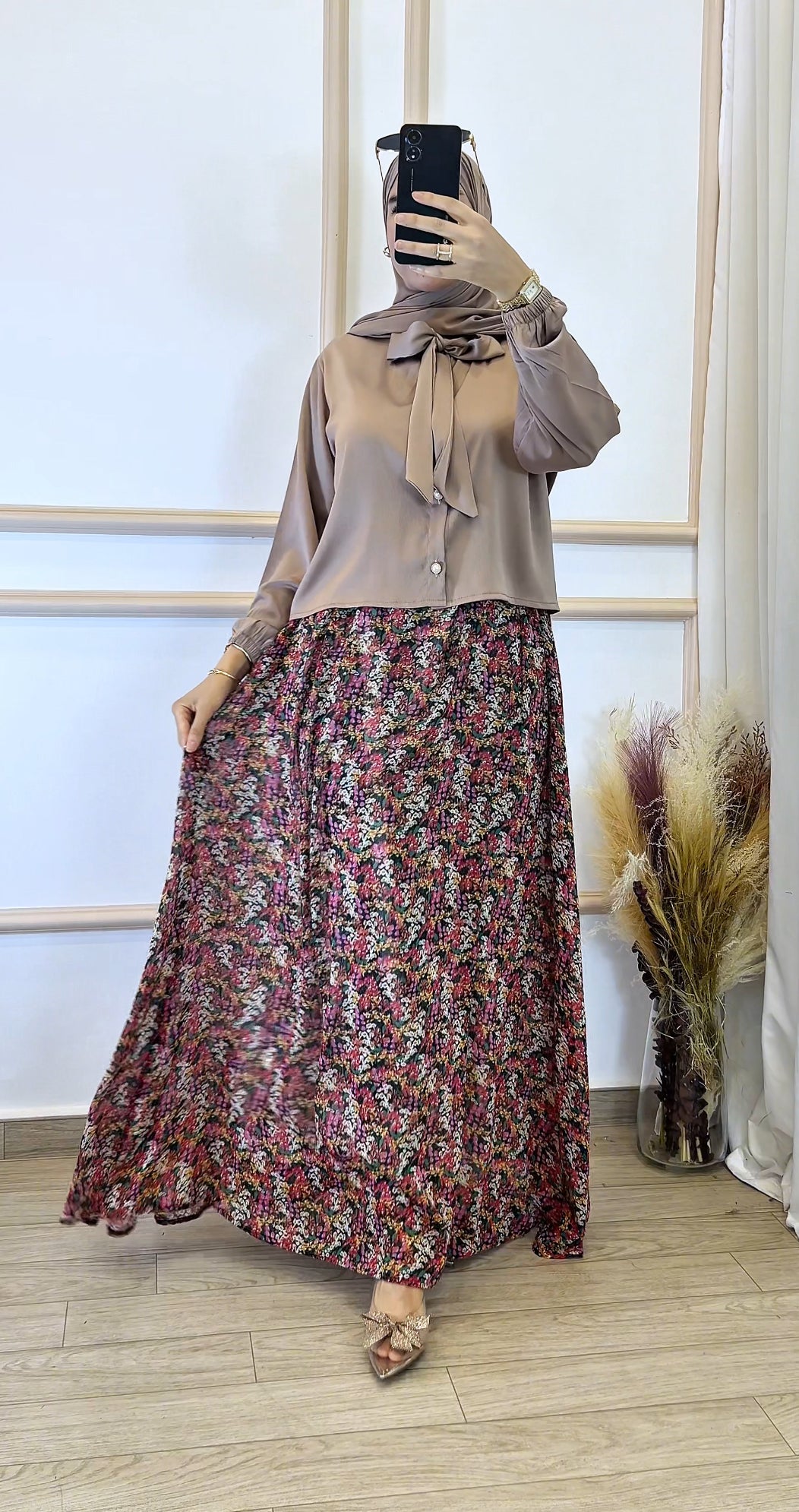 Ensemble jupe et chemise fleurie