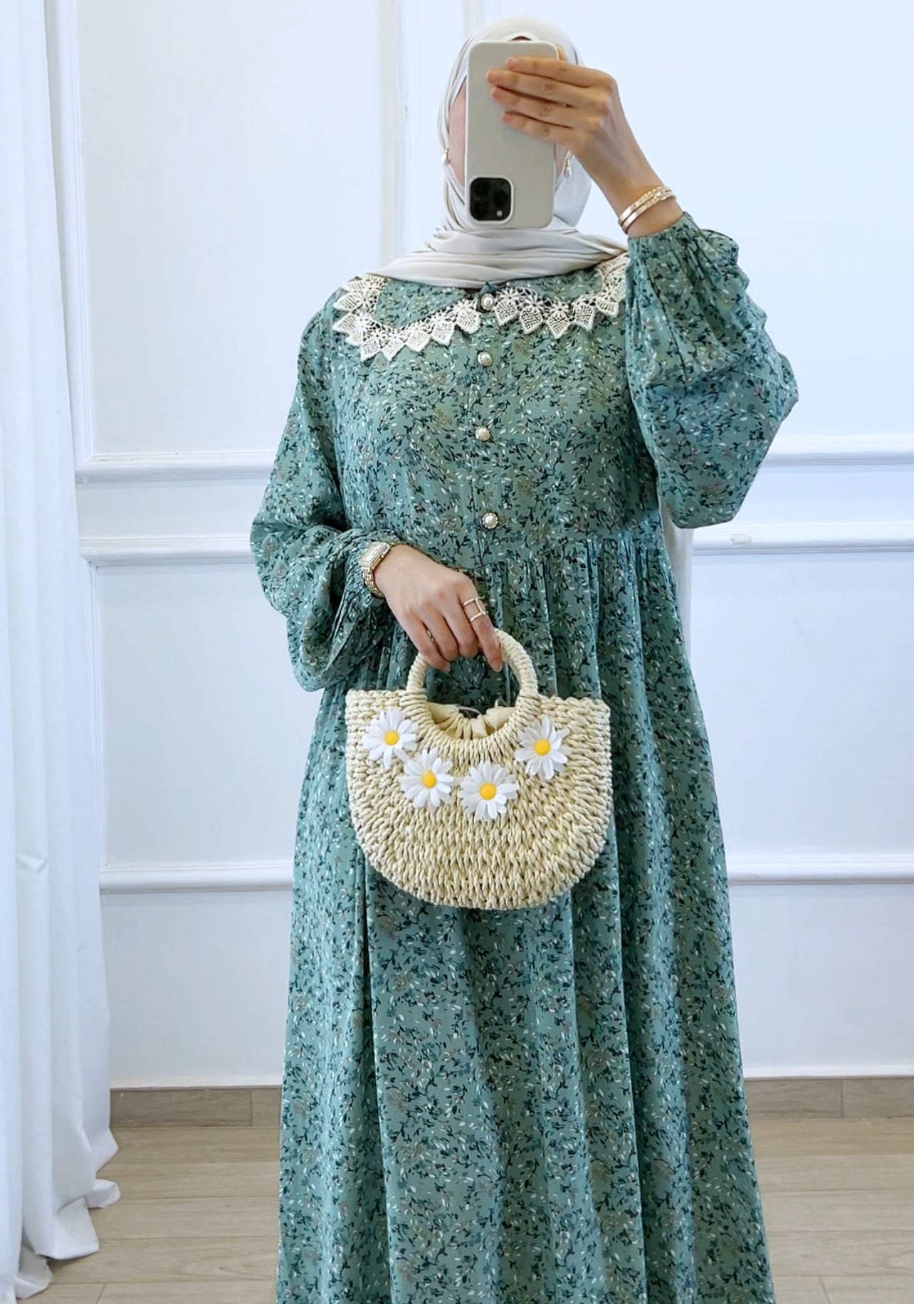 Robe Flower verte