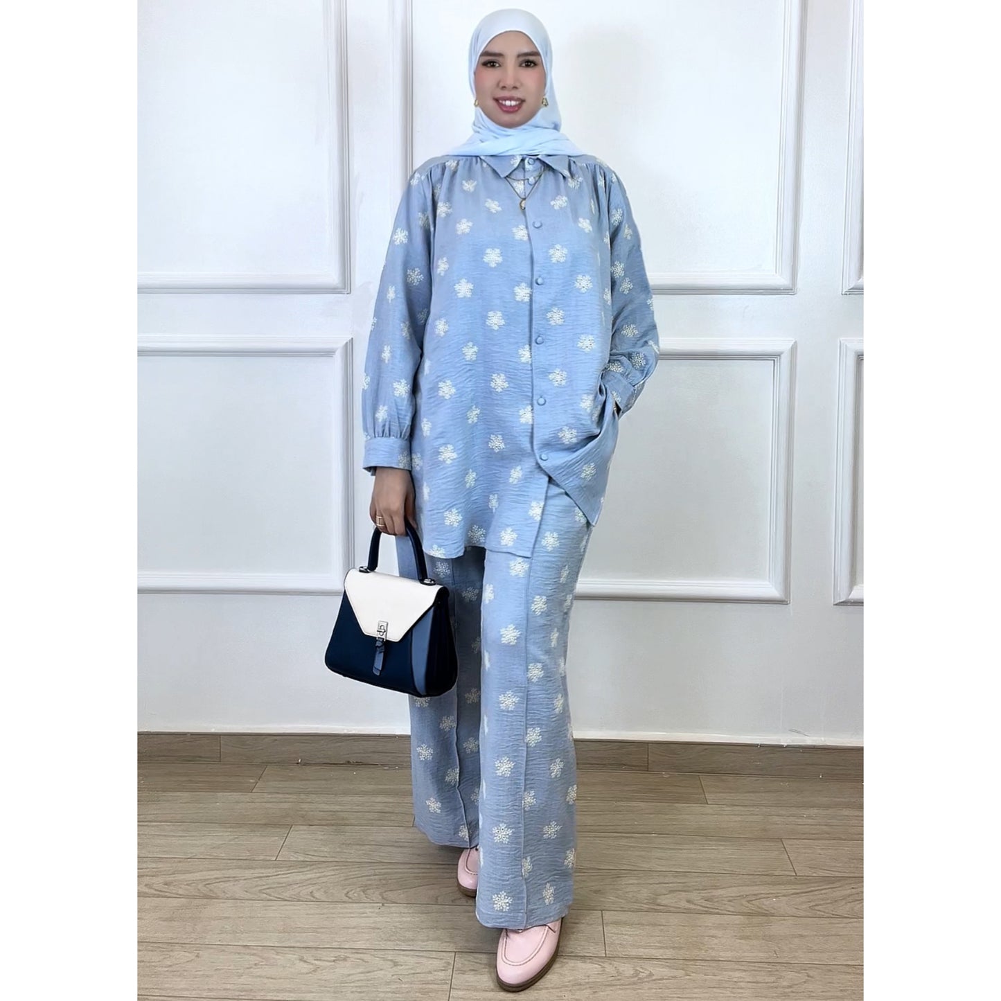 Ensemble Fayrouz en Lin bleu ciel