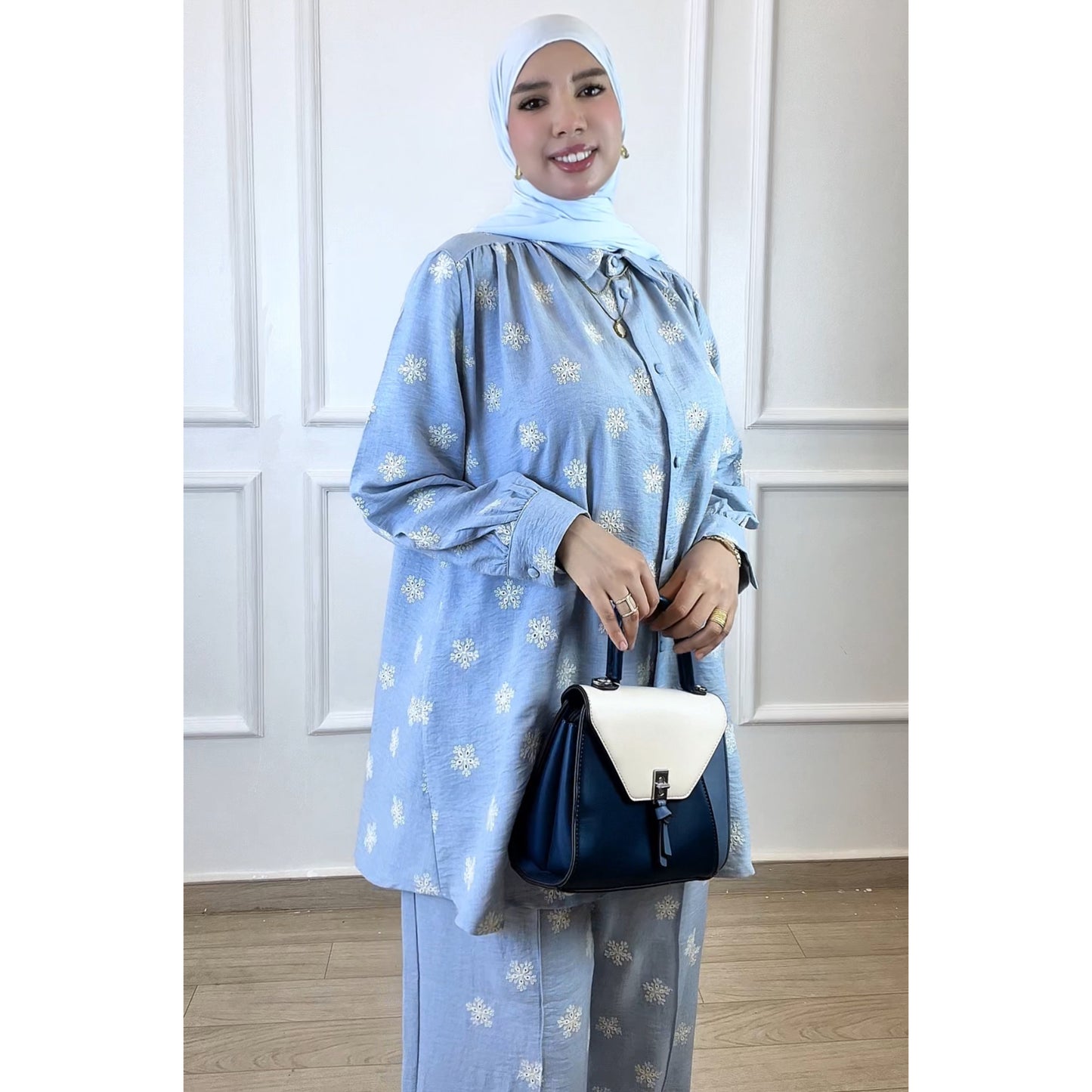 Ensemble Fayrouz en Lin bleu ciel