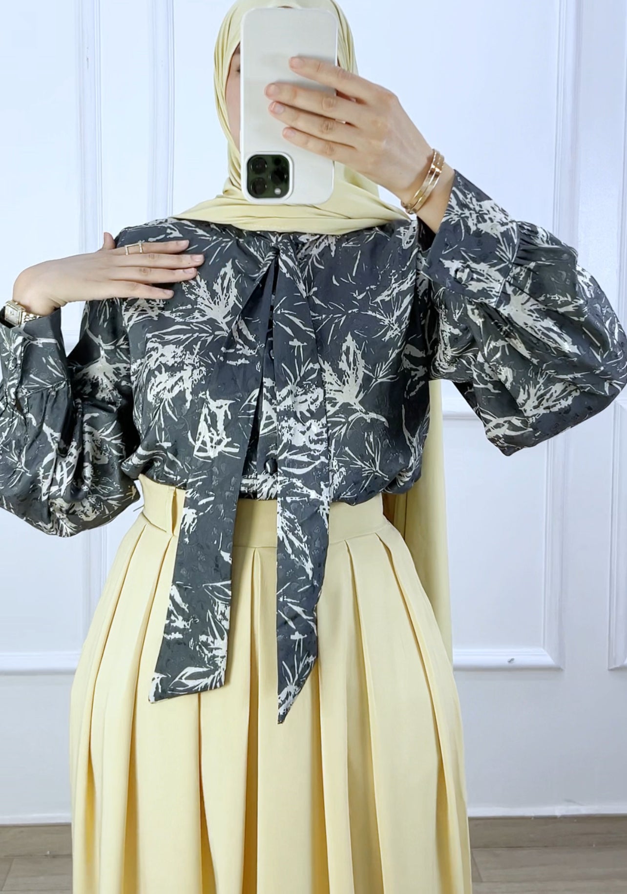 Ensemble Jupe+ chemise Jinane Jaune banane