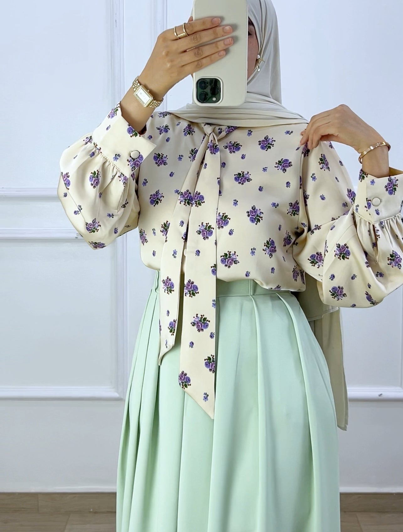 Ensemble jupe et chemise Jinane pistachio