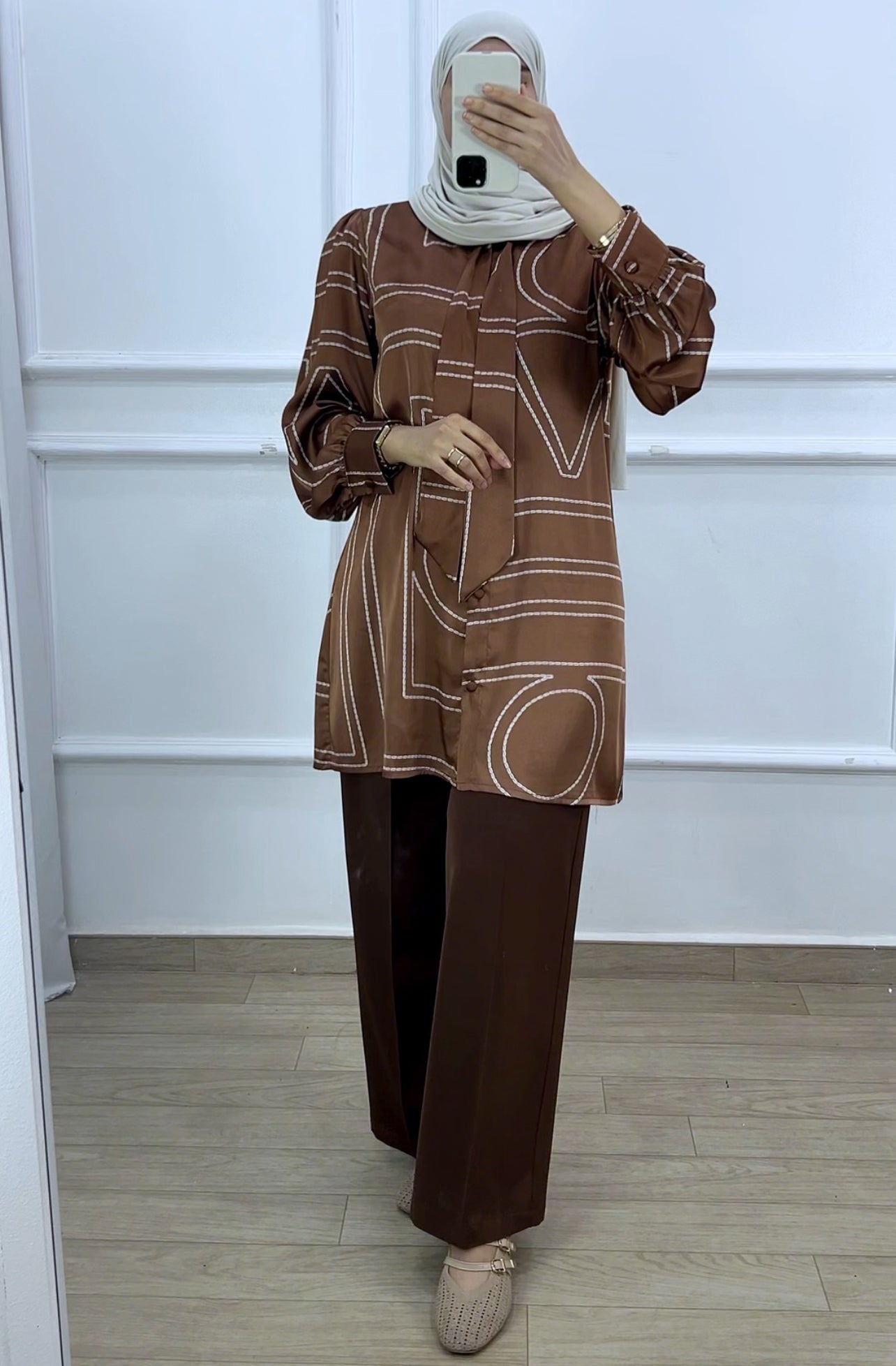Ensemble Pantalon et chemise abir marron