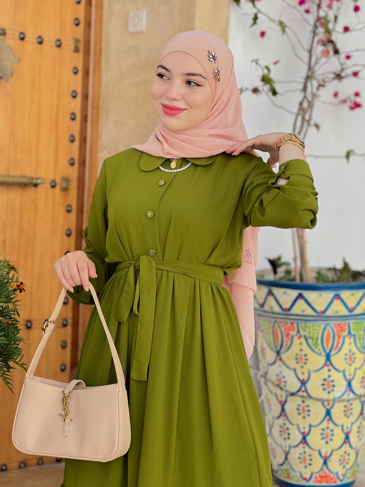 Robe Farha vert-olive