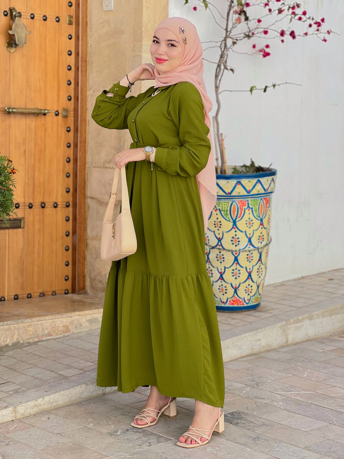 Robe Farha vert-olive