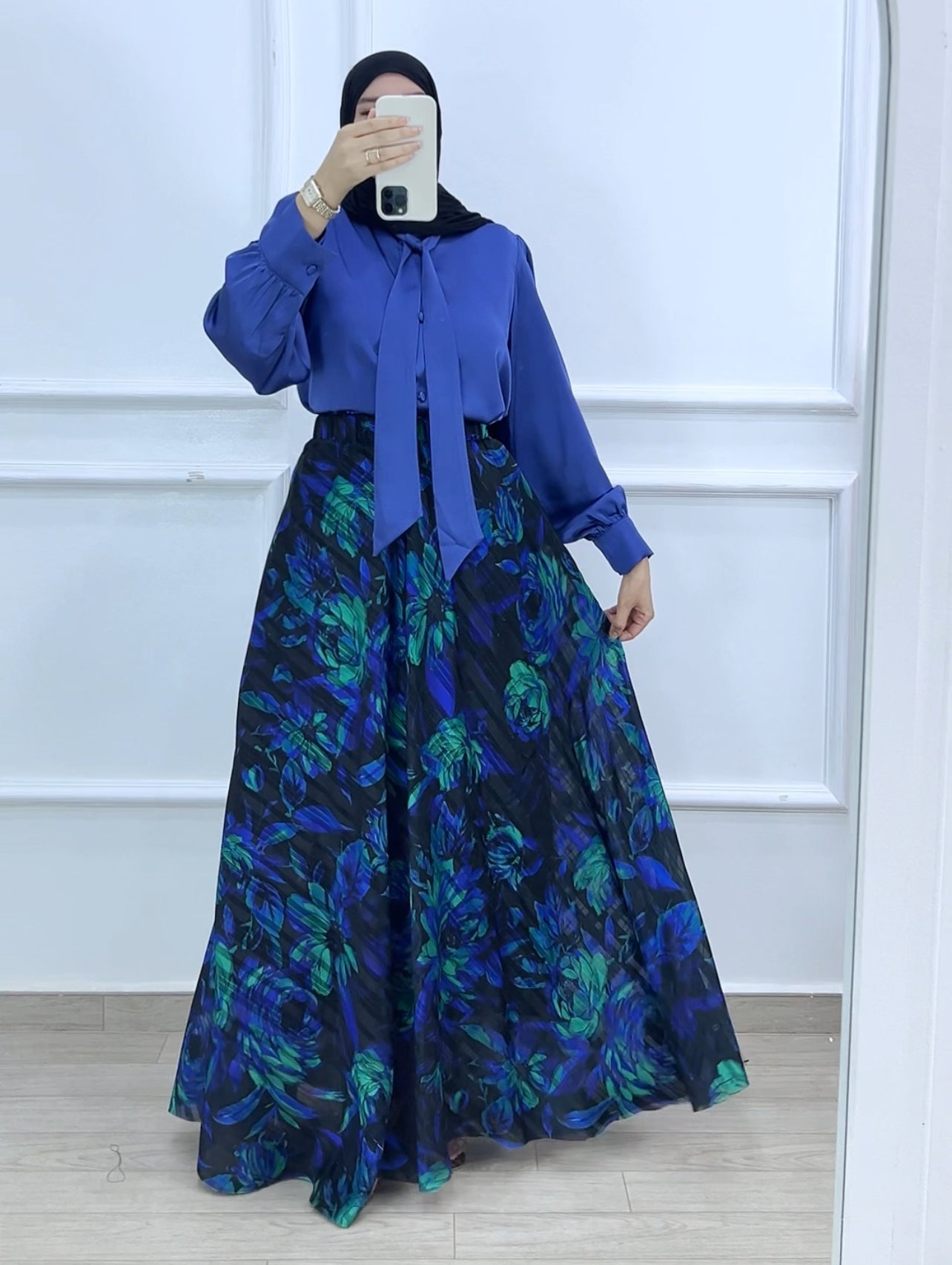 Chemise louna satiné bleu