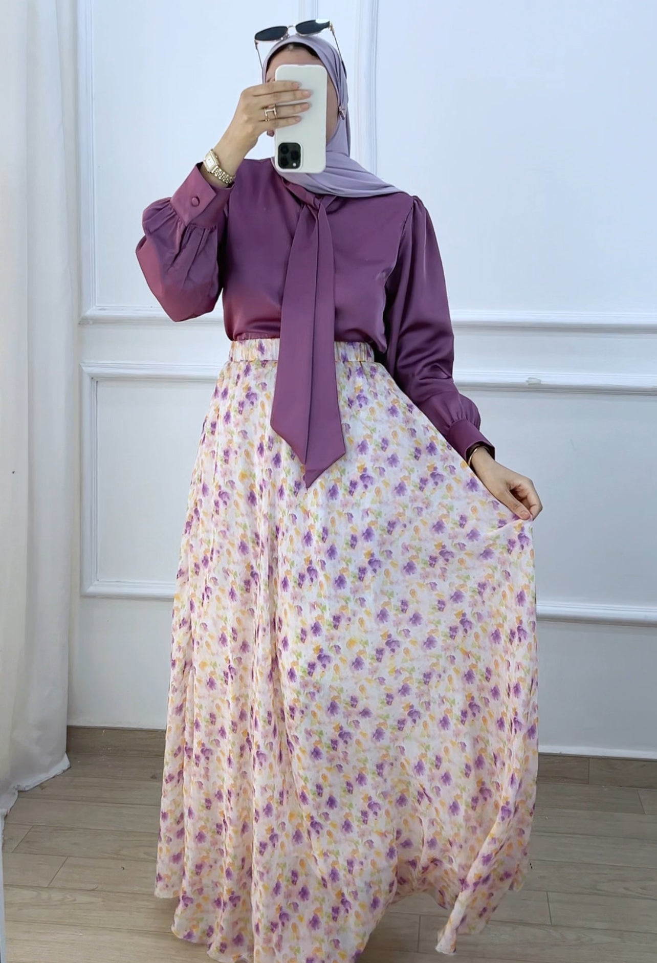 Chemise launa satiné mauve