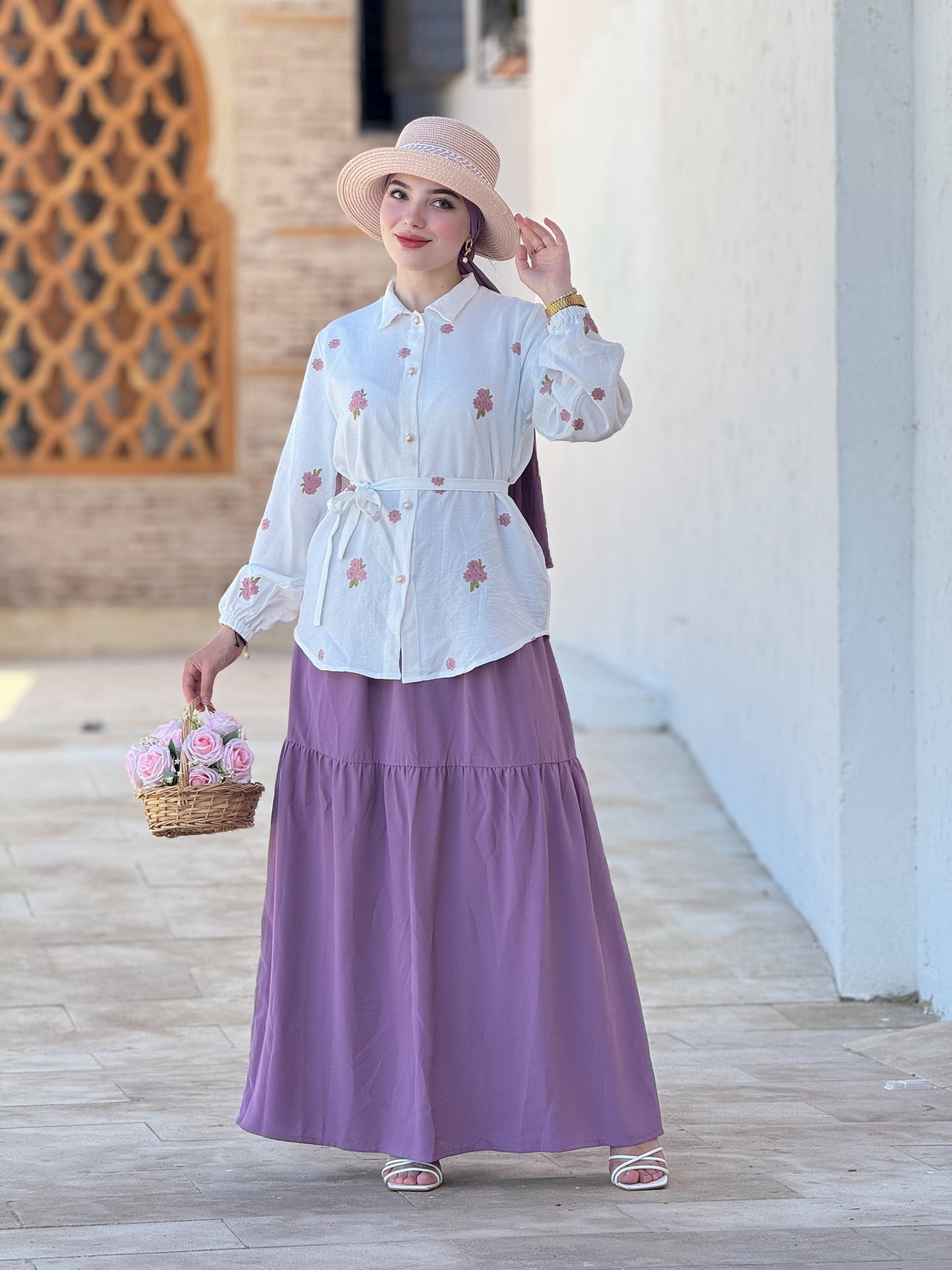 Ensemble warda brodé