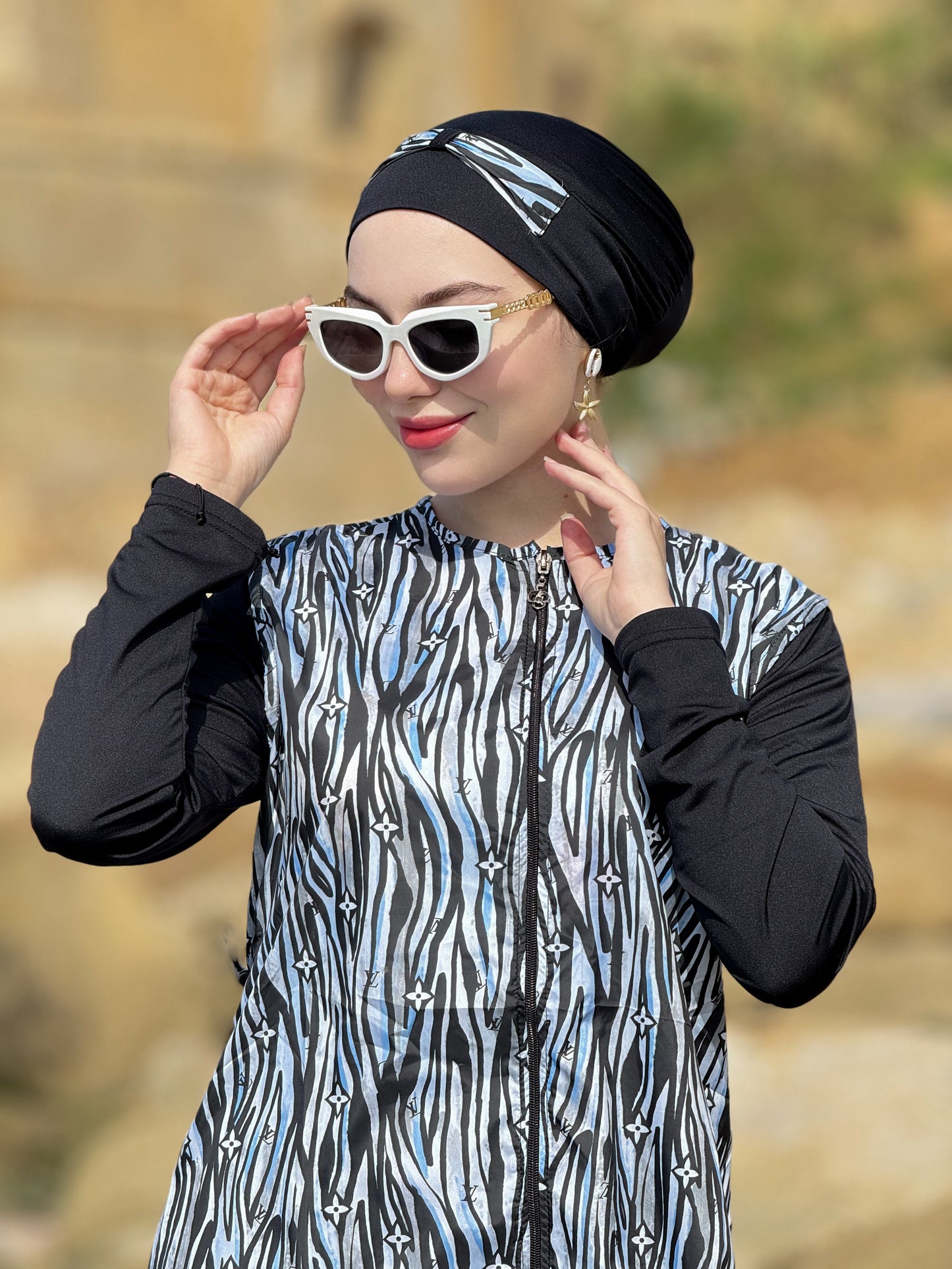 Burkini océan bleu Noir