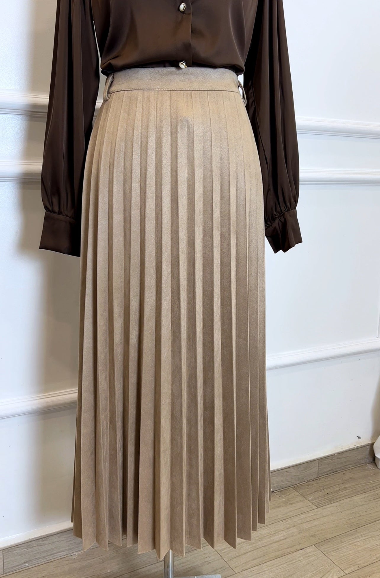 Jupe plissée biege