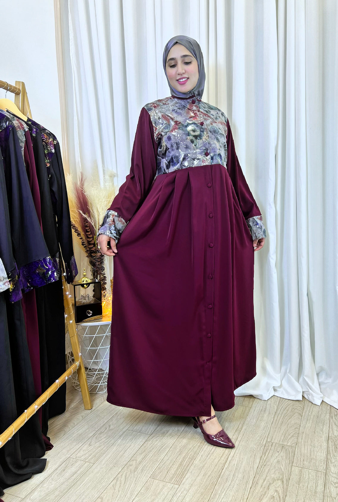 Robe Abaya  FARHA burgundy