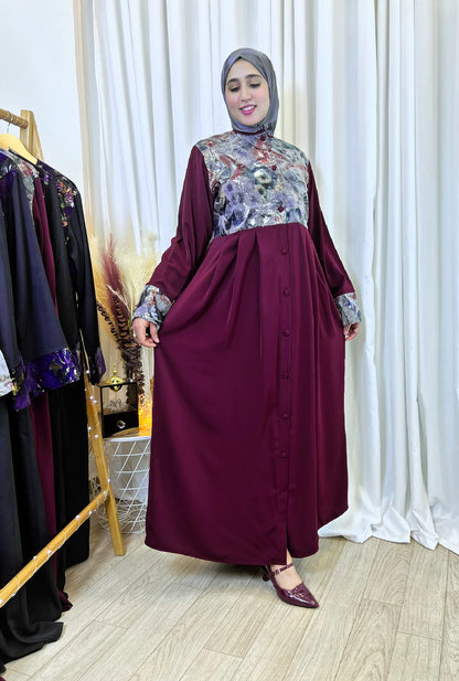 Robe Abaya  FARHA burgundy