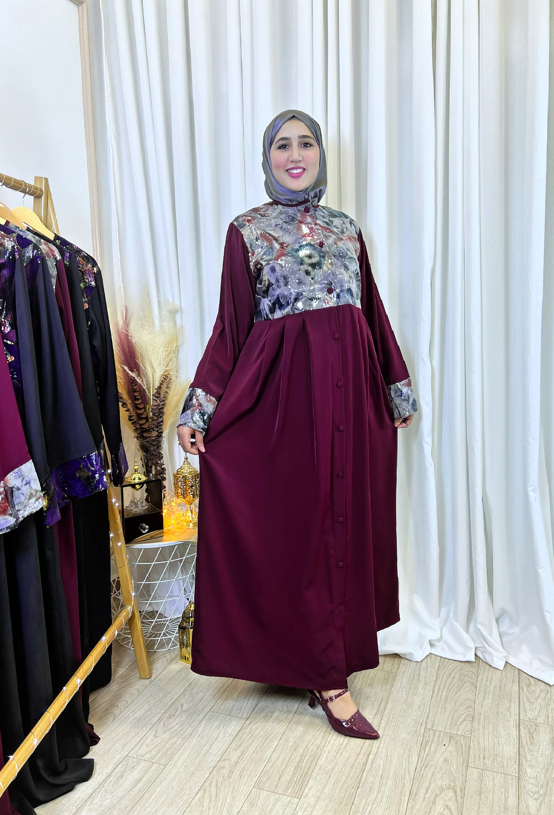 Robe Abaya  FARHA burgundy