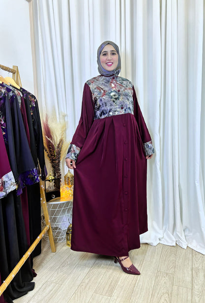 Robe Abaya  FARHA burgundy