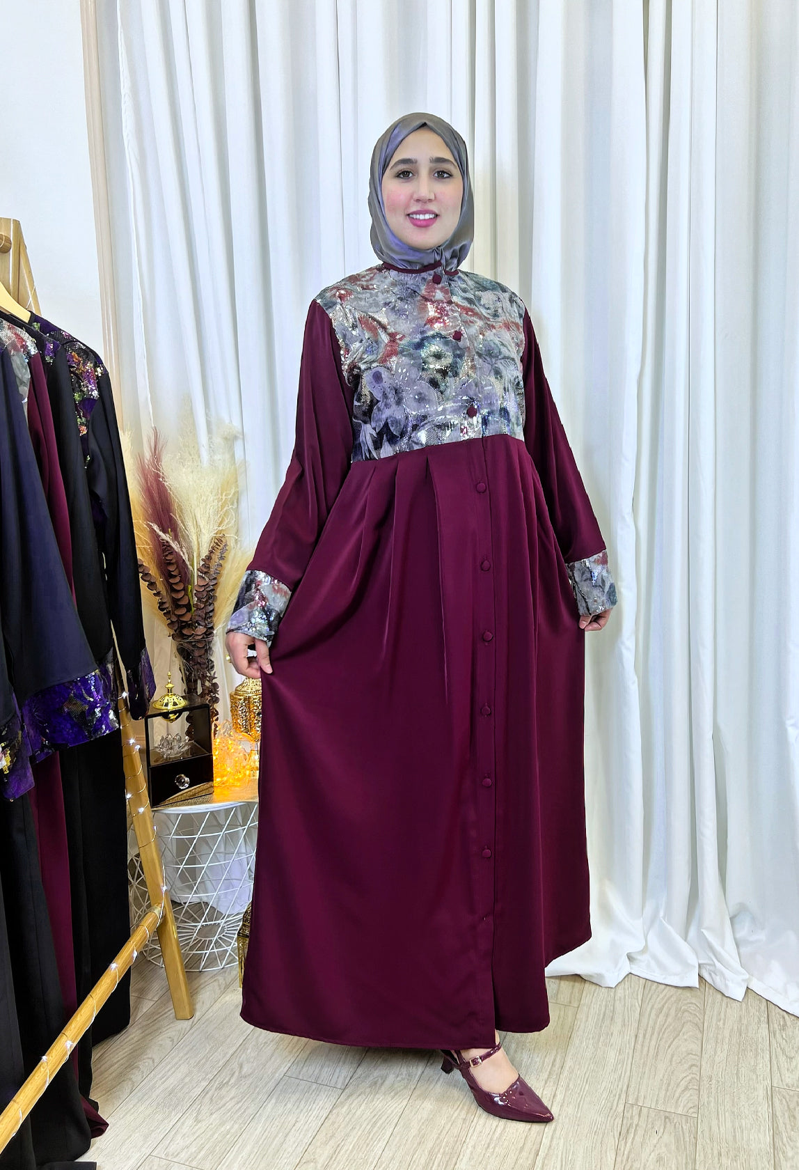 Robe Abaya  FARHA burgundy