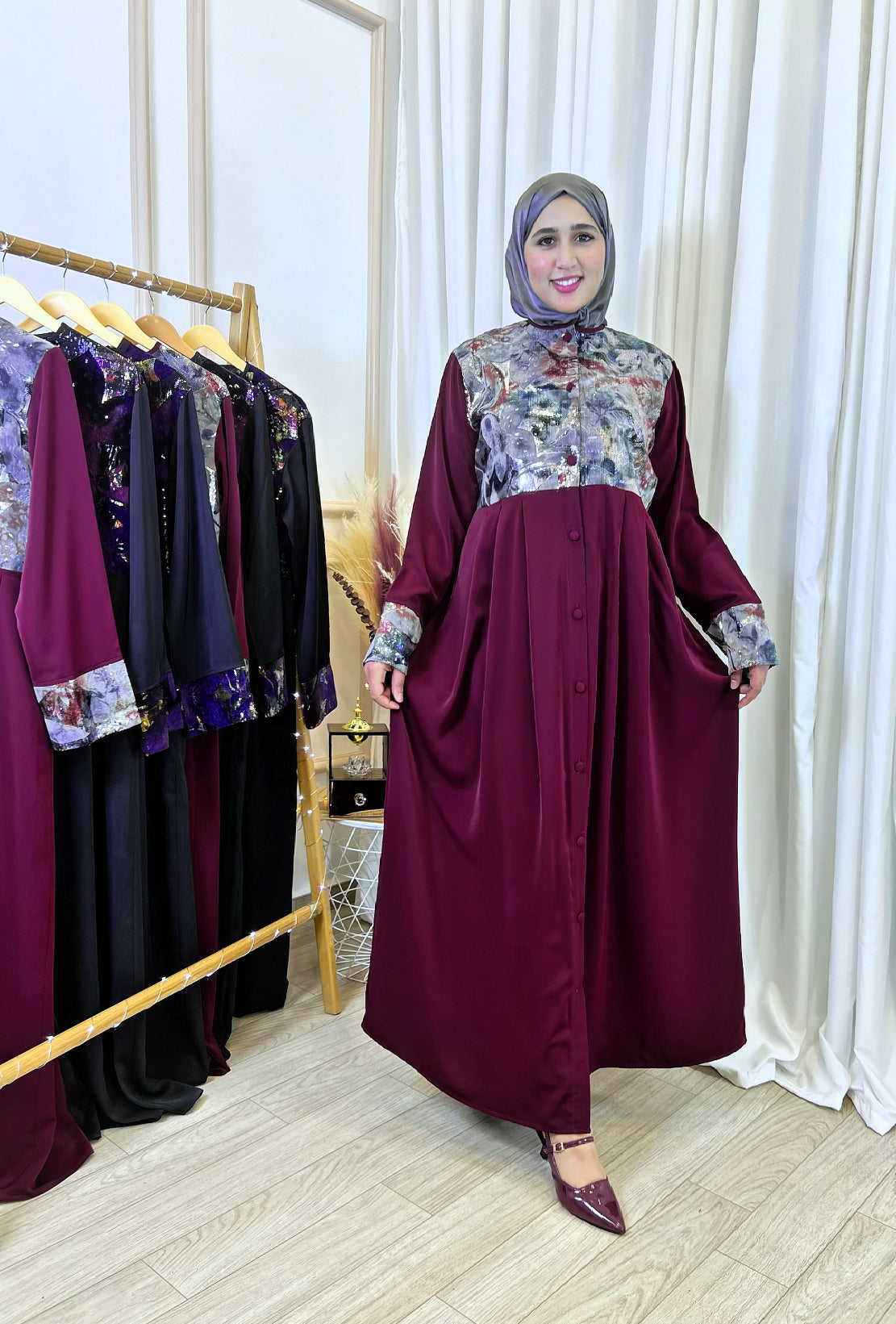 Robe Abaya  FARHA burgundy
