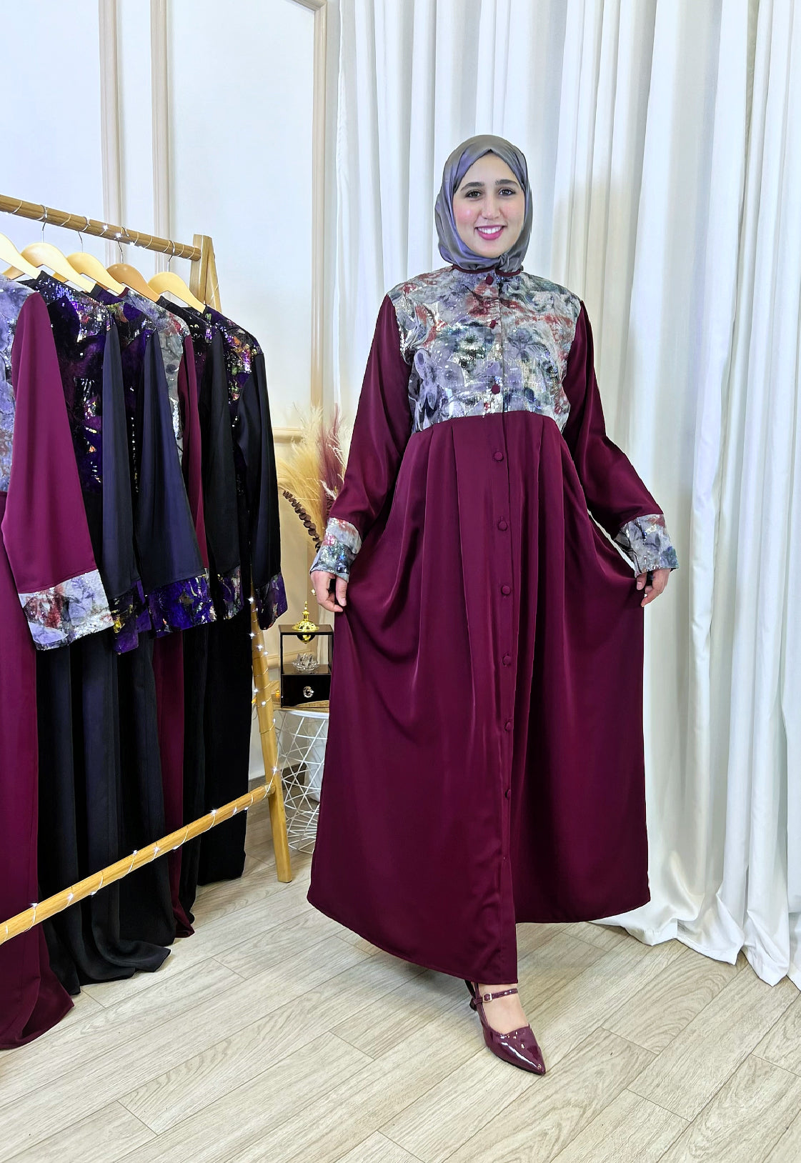 Robe Abaya  FARHA burgundy