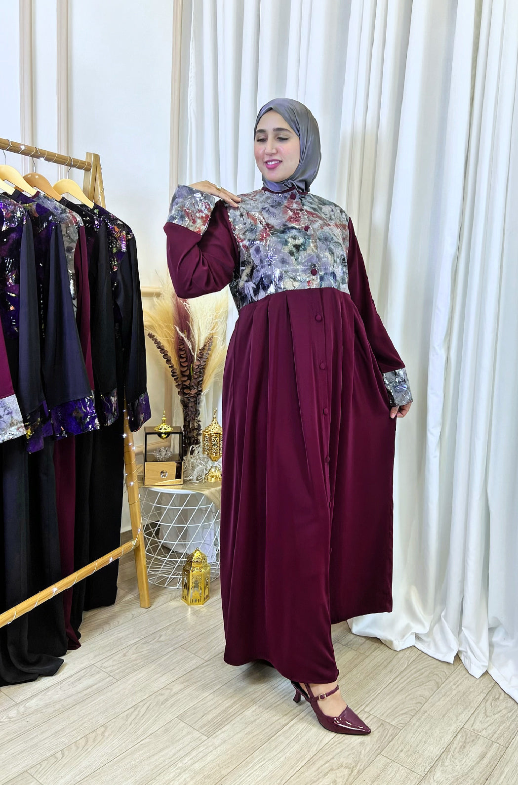 Robe Abaya  FARHA burgundy