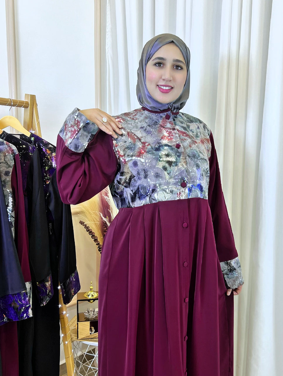 Robe Abaya  FARHA burgundy