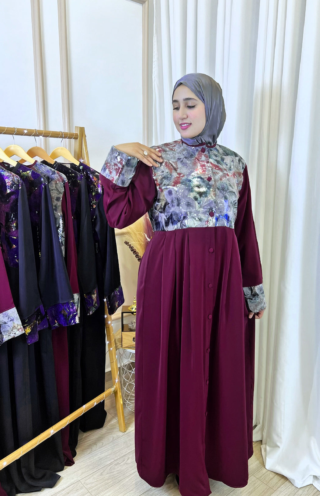 Robe Abaya  FARHA burgundy