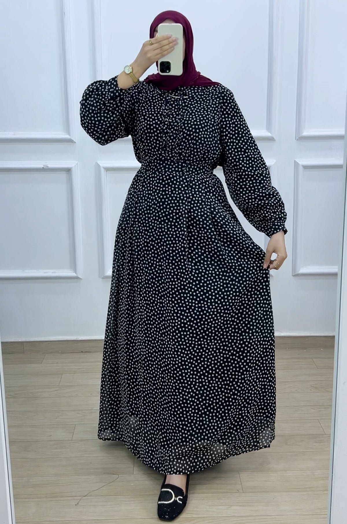 Ensemble  chemise  et jupe black polka dots