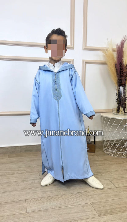 Jellaba deux pièces bleu ciel