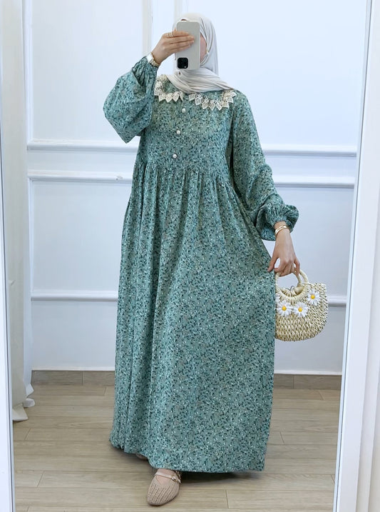 Robe Flower verte