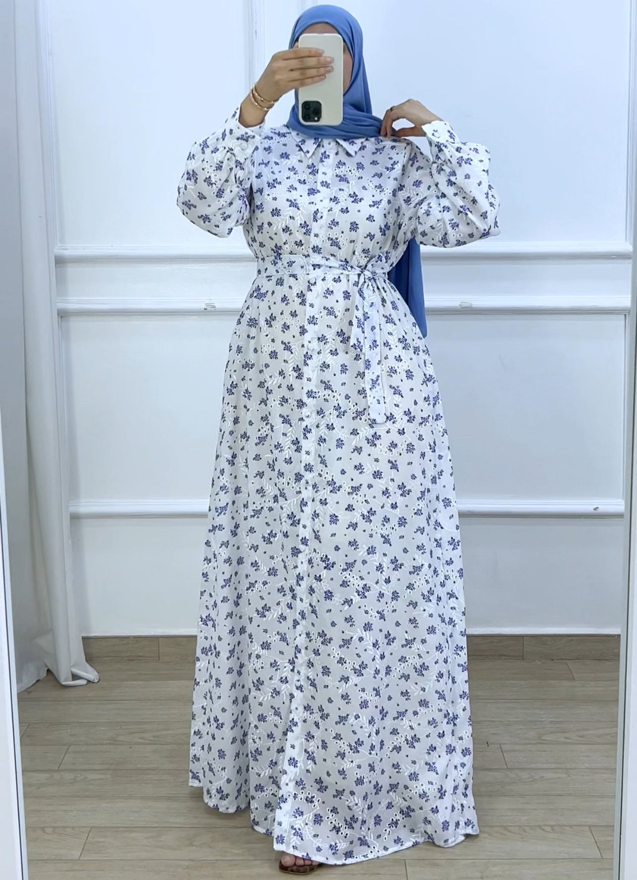 Robe  Whiteflower-blue
