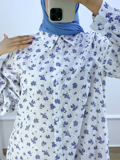 Robe  Whiteflower-blue