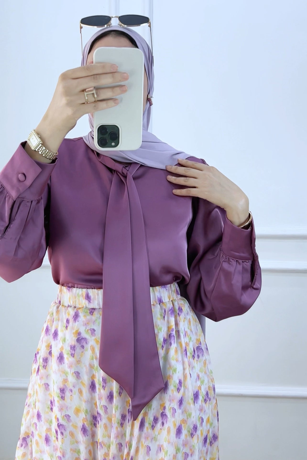 Chemise launa satiné  mauve