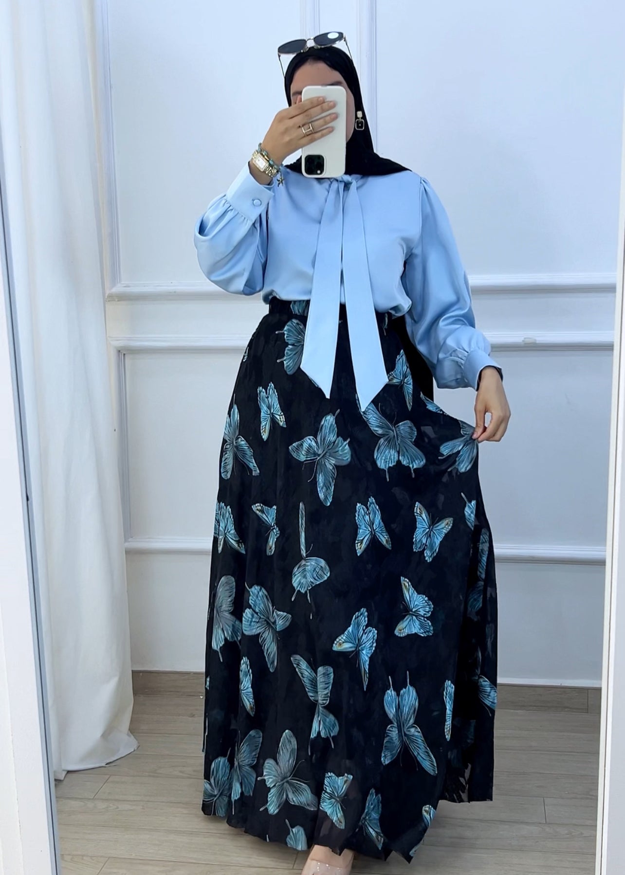 Chemise louna satiné bleu ciel