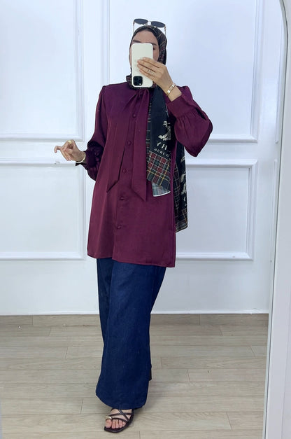 Chemise louna satiné  burgundy