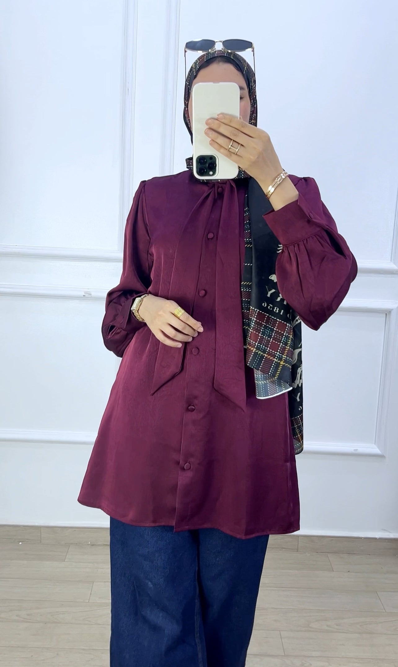Chemise louna satiné  burgundy