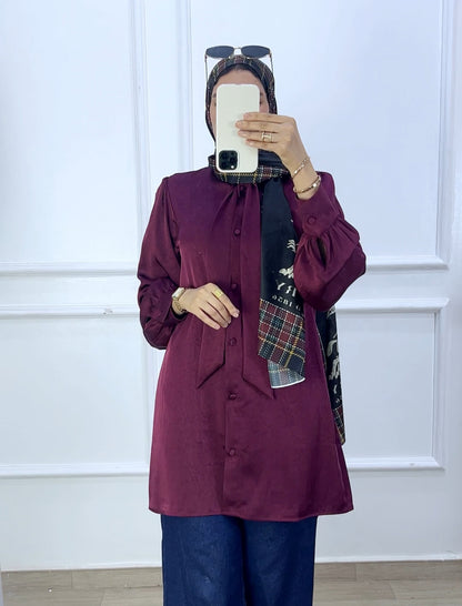 Chemise louna satiné  burgundy