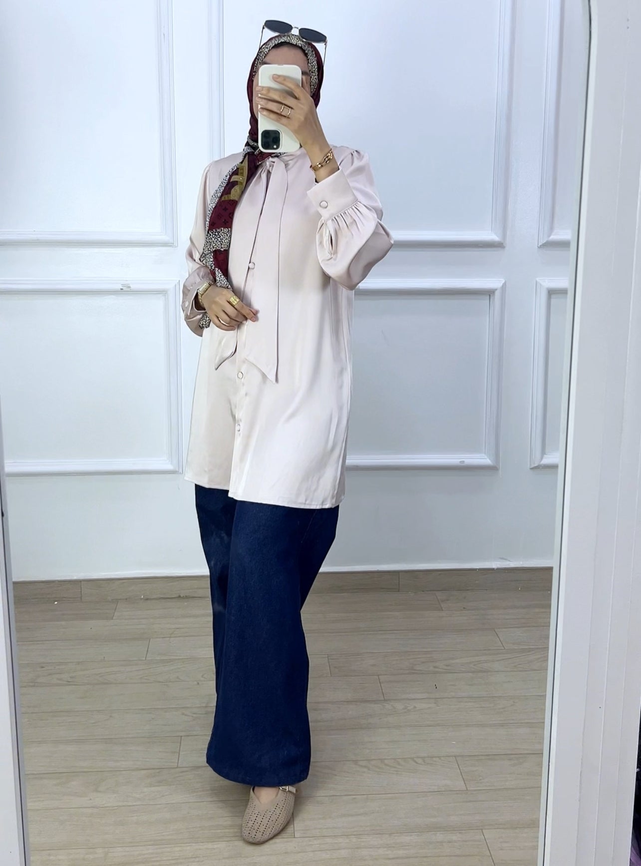Chemise louna satiné  biege