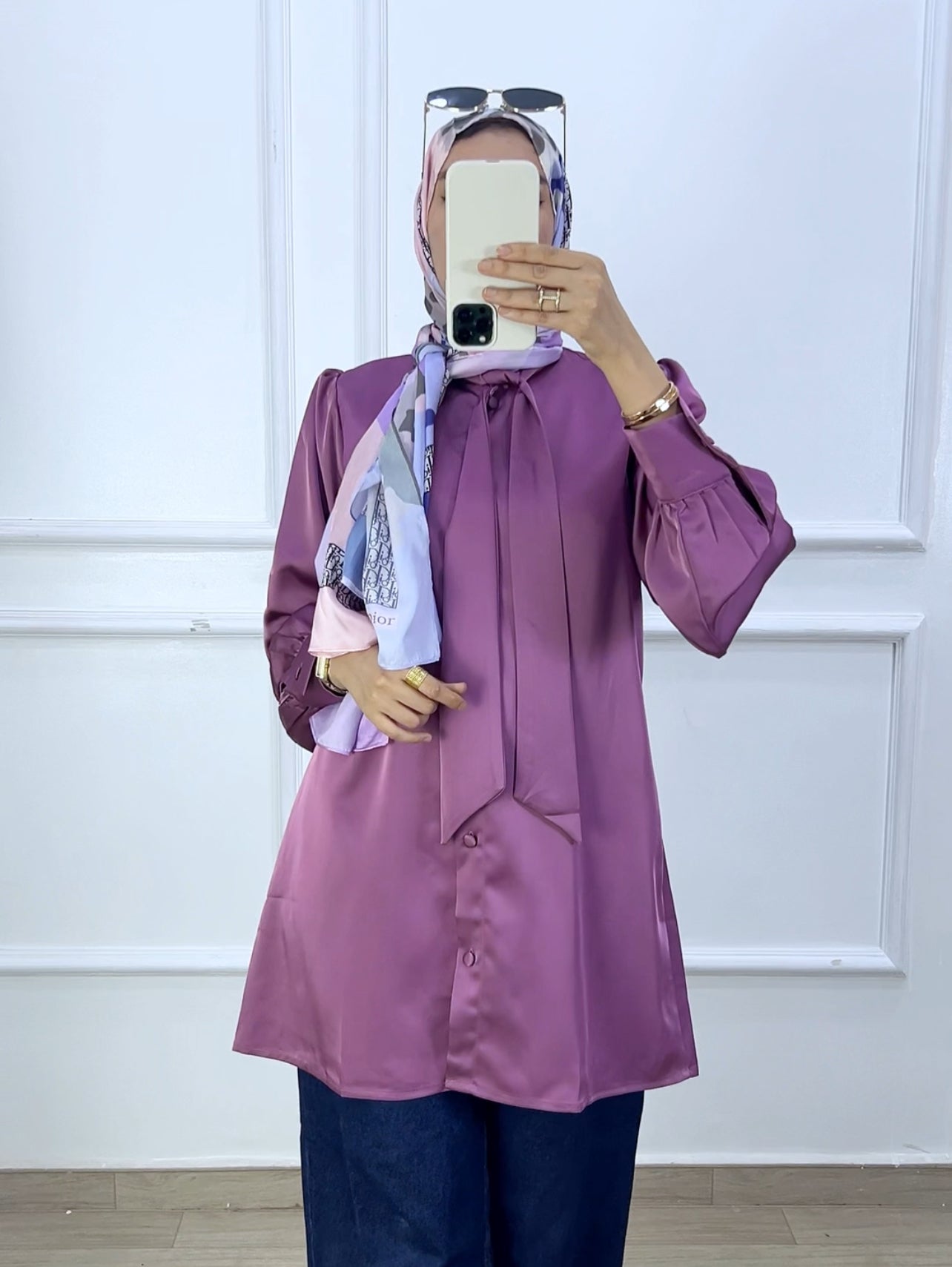 Chemise louna satiné  mauve prune
