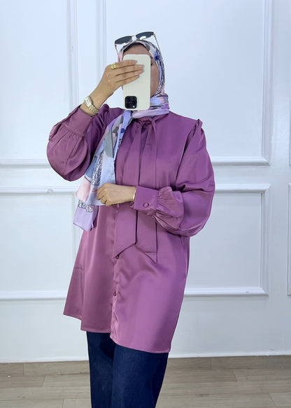 Chemise louna satiné  mauve prune