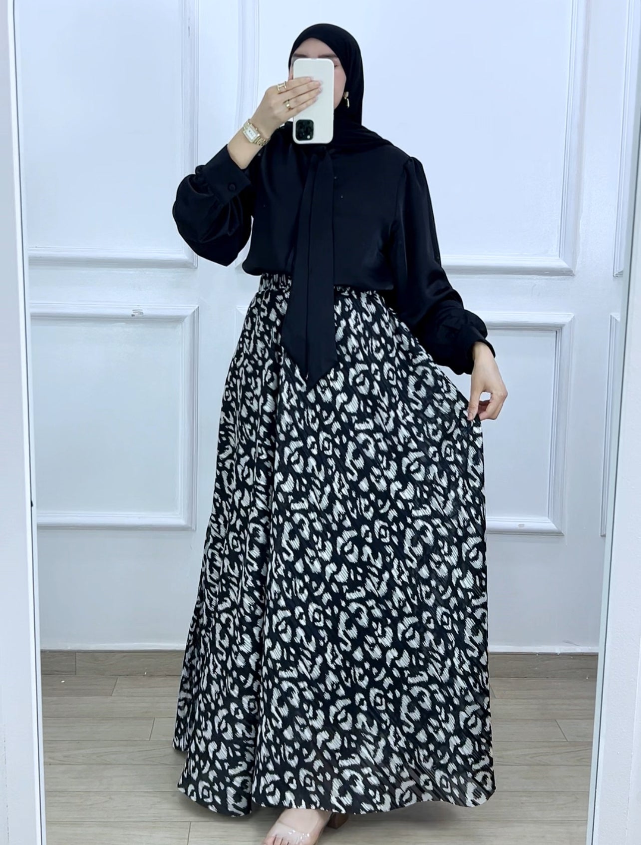 Ensemble jupe mousline et chemise satiné