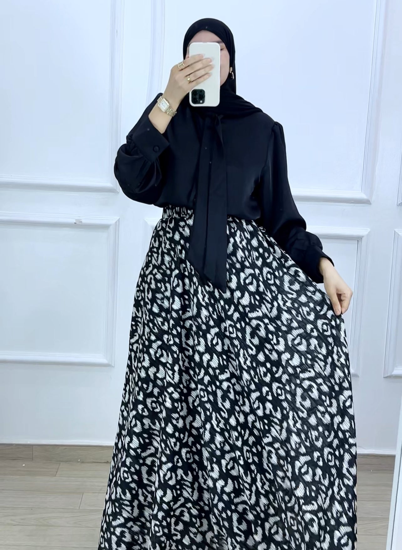 Ensemble jupe mousline et chemise satiné