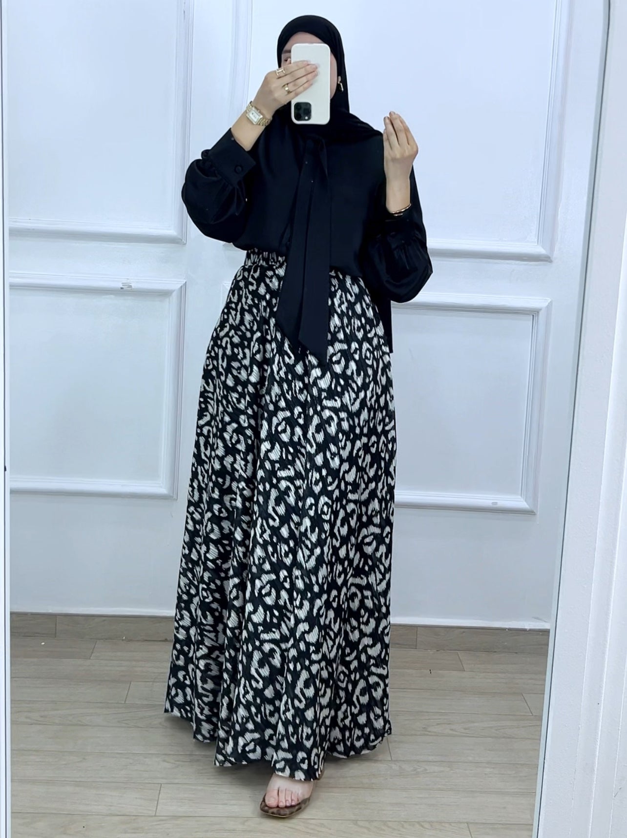 Ensemble jupe mousline et chemise satiné
