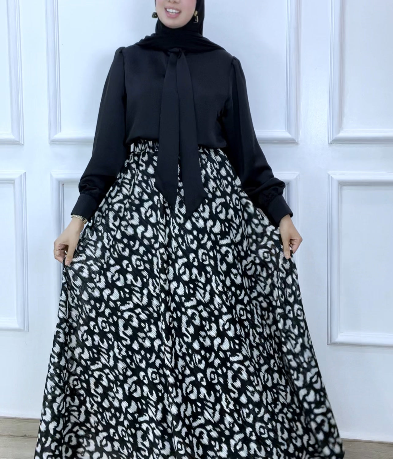 Ensemble jupe mousline et chemise satiné