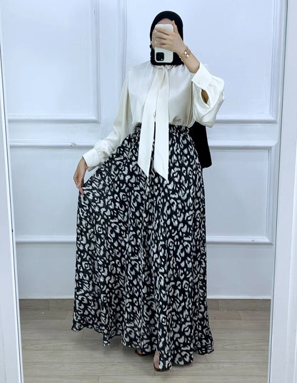 Ensemble  jupe mousline  et chemise satiné White&black