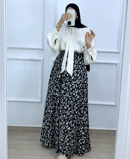 Ensemble  jupe mousline  et chemise satiné White&black