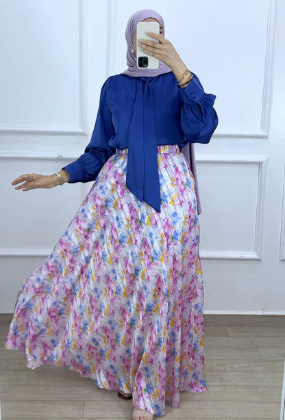 Ensemble  chemise satiné  et jupe mousline bahr
