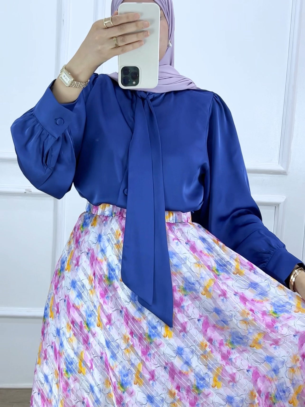 Ensemble  chemise satiné  et jupe mousline bahr