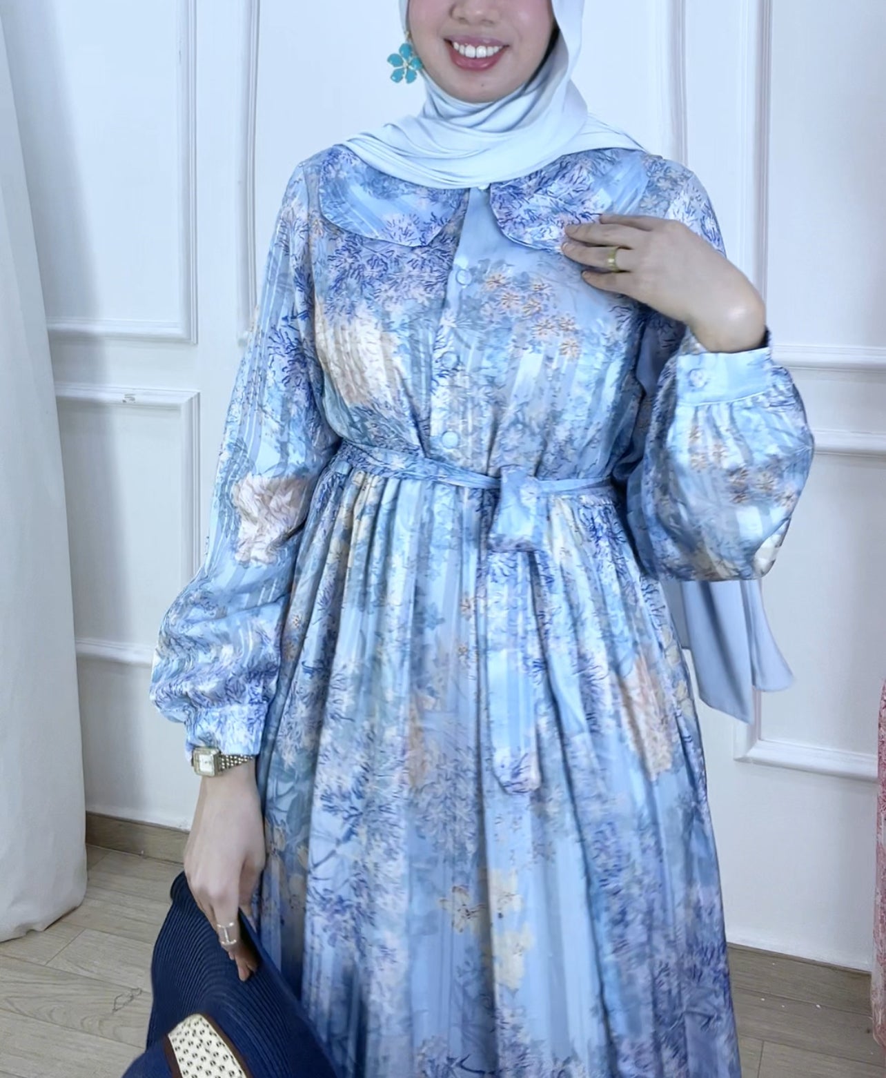 Robe mousline Tlija bleu