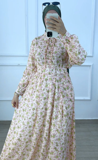 Ensemble  chemise et jupe Celine green flower