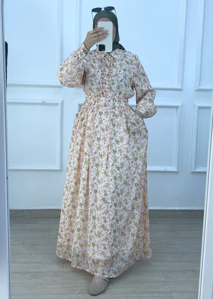 Ensemble  chemise et jupe Celine green flower