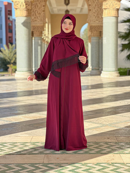 Abaya Nour grenat