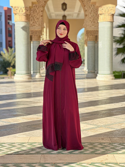 Abaya Nour grenat